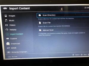 Import Content menu with Scan Directory highlighted
