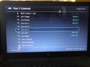 Port 1 Controls menu with key bindings displayed