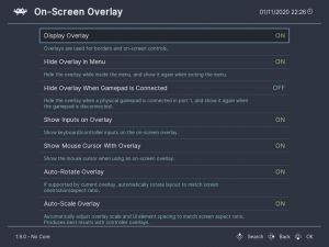 On-screen overlay menu with Display overlay set to ON
